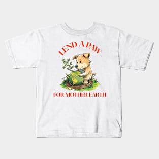 Lend A Paw For Mother Earth Kids T-Shirt